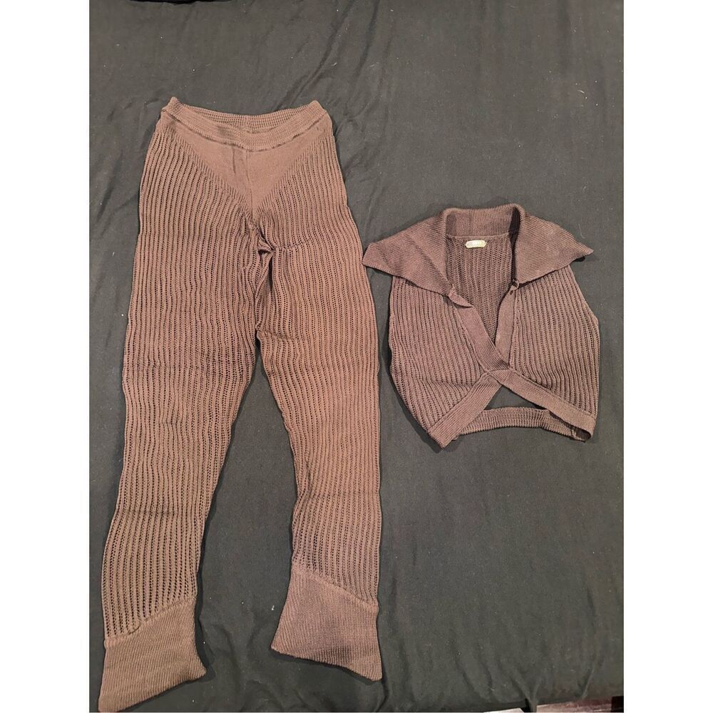Ruve chocolate brown set cropped top and pants women’s XS/S